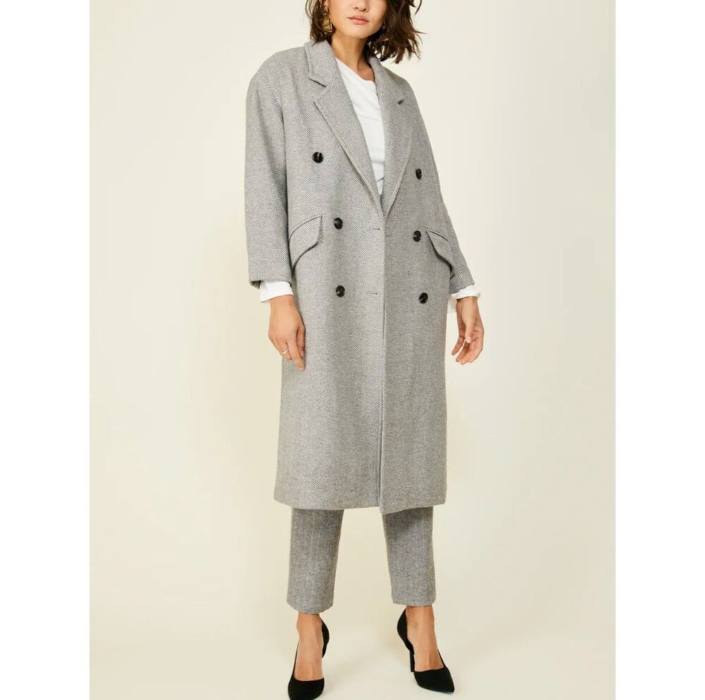 Line and Dot Paola Coat Heather Grey Wool Blend Size Small NWT Button Closure